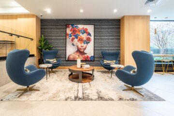 The renovated lobby at 1500 Arlington