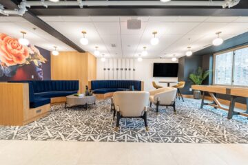 Resident lounge with shuffleboard table